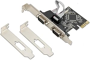 Syba Dual Port Serial Industrial DB9 COM RS232 PCIe X1 Card for Desktop PC with Low Bracket Moschip MCS9922, SD-PEX15022