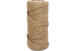 Leecogo 6mm Jute Rope, 66 Feet 4 Ply Heavy Duty and Thick Twine Rope for Gardening, Crafting, Packing, Bundling and Home Decor