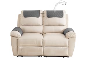 GYHH Sofa Armrest Cover, Headrest Cover for Recliner Chair Arm Cover,Armchair Slipcover Nonslip Quilted Furniture Protector for Pets Leather Sofa Couch (Dark Gray,2 Seat Recliner | 4 pc)