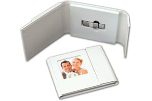 ELEGANTDISK Hochwertiges Leder USB-Case/Album mit USB-Fach mit Sichtfenster für persönliches Coverbild – Ideal zur Aufbewahrung von Hochzeitsfotos & digitalen Erinnerungen (Weiss)