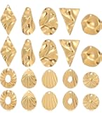 SUPERFINDINGS 40 Pcs 2 Styles Disque Charmes Plat Rond Charmes 2 Couleurs Laiton Liens Connecteurs Charme Estampage Dangles Pendentifs, Trou: 1.2~1.6mm