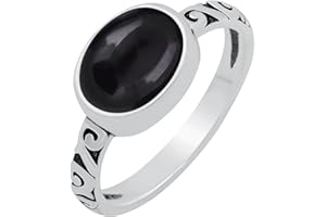 STERLING SILVER JEWELRY Natural Gemstone Solitaire Rings for Women - 925 Sterling Silver Plated Oval Shape Handmade Rings - Lightweight Birthstone Fashion Jewelry - Perfect for Wedding Anniversary & Special Occasions