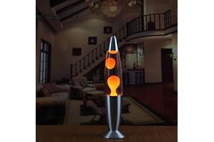 RESAES RESISTANT AND AESTHETIC Lampada a LED Lava, Lampada di Lava Rilassante Lampadine Incluse, Lampada da notte, Lava Lamp Magma Tranquillante, Base Argento Design Retro Vintage, 40 x 9 x 9 cm (Giallo-Arancione)