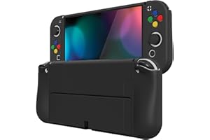 playvital Cover per Nintendo Switch OLED, Custodia Morbida Copertura Protettiva TPU Accessori per Joycon Console con Copri Analogici/Tasti, ZealProtect-Nero