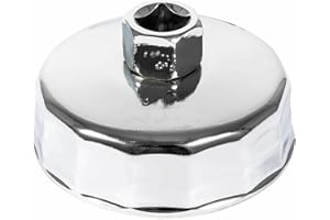 Esoldnic 74mm 14 Flutes Oil Filter Wrench Oil Filter Cap Removal Tool Heavy Duty Chrome Vanadium Steel Oil Filter Socket Wrench for Volkswagen, Audi, Mercedes Benz and More (75-74mm 14P/905-1)