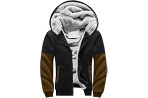 LEZUAN Felpa con Cappuccio Uomo Inverno Caldo Hoodie con Cerniera Integrale Felpe Uomo Manica Lunga Pullover Giacca di Spessore Cappotto in Pile Foderato