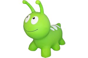 GERARDO'S Toys Jumpy Worrmy Green Space Hopper for Toddlers and Kids - Bouncy Hopping Toy - Children Inflatable Jumping Ball -Indoor Outdoor Fun Play - for Kids Age 24 months+