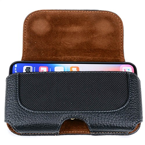Semoss Cover per Cellulari Universali da Pelle per iPhone X / iPhone 10 Custodia da Cintura Wallet Portafoglio Cuoio Flip Case Cover Sport con Clip e Chiusura Magnetica Nero 15 X 8 cm