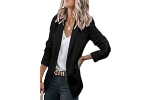 OMZIN Femme Blazer Travail Casual Tendance Manches Longues Revers Ouvert Devant Surdimensionné Bureau Vestes