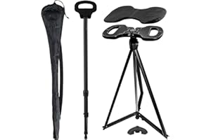 ALEVMOOM Walking Cane with Seat Folding Lightweight, 2-in-1 Cane Stool for Adults, Aluminum Walking Stick with Seat with Carry Bag