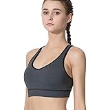 LULUWINGX Women Medium Impact Sports Bra V Neck Racerback Supportive Wireless Padded Bra for Yoga Running Training Fitness Ev