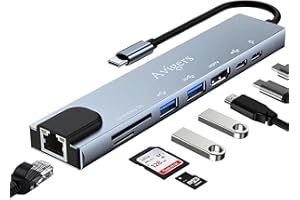 AVIGERS Hub USB C con Ethernet, Adaptador USB C 8 en 1 con 4K HDMI, Ethernet LAN RJ45, PD 100W, USB C, USB 3.0, USB 2.0, SD/TF, Docking Station USB C para MacBook Pro/Air, ChromeBook