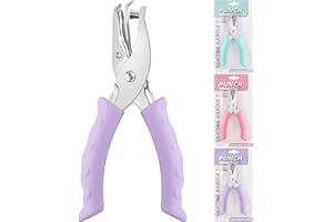 ASTARON Perforatrice manuale a foro singolo da 1/4 di pollice, perforatrice circolare in metallo con impugnatura morbida per etichette, artigianato fai-da-te (Violetto)