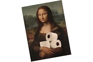Yoimckay Art mural vintage amusant pour salle de bain, Images Abstraites, Tableau décoration murale, Affiche Mona Lisa papier toilette, pour Toilettes Toilettes Maison, 20x30cm