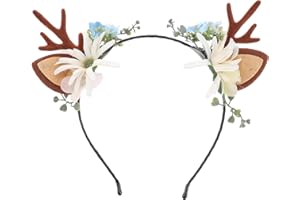 Lurrose Lot de 4 paires de barrettes à cheveux en forme de bois de cerf et corne d'alligator pour fêtes de Noël Marron