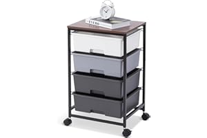 SYKIARIOL Storage Trolley with 4 Drawers, Rolling Storage Cart on Wheels, Multipurpose Mobile Organizer Unit Utility Cart for Living Room,Bedroom,School,Beauty, Gray