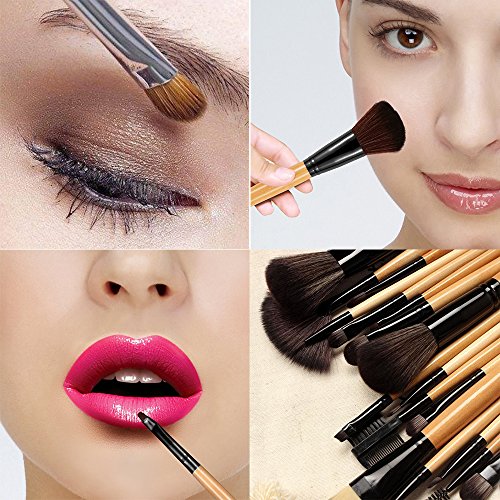 Newrora 18 Stücke Make-up Pinsel Set Professionelle Lidschatten Eyeliner Gesicht Pulver Blush Bürsten mit Tasche und Tasche - 5