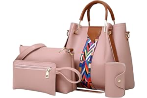 ALLENCE 2023 Mode Sac à Main Femme Ensemble Sac a Main Élégant Sac Fourre-Tout Cuir PU Sac Ensemble Grand Sac à Bandoulière Dame Ensemble 4 Pièces Léger Sac Cabas Sac à Épaule Portefeuille Pochette 4 Pcs Set