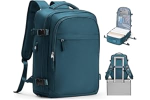 livbote Sac a Dos Voyage Cabine Avion 40x30x20,Sac a Dos de Voyage Bagage a Main Imperméable Travel Backpack avec Compartiment à Chaussures Et Poche Humide Bleu Paon