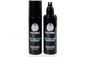 CRAZYBULL Crazy Bull Hair Tonic for Men - Cooling Hair Growth Spray with Castor Oil & Menthol - Hydrating Anti Frizz Heat Protection Spray for Oily & Dry Scalp - Cool Bull Ingrown Hair Treatment - Minty Scent