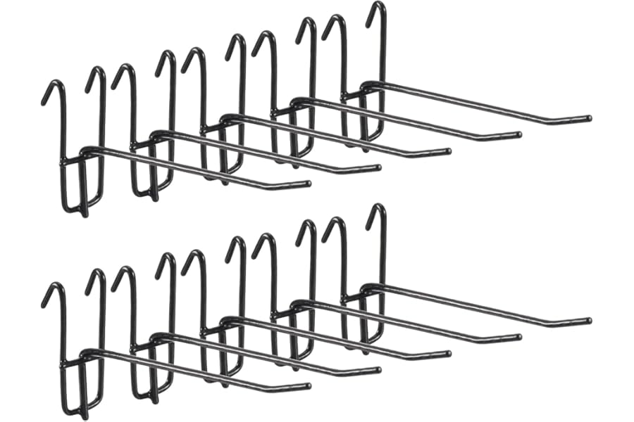 sourcing map 10 Grid Wall Hooks, 6 Inch Grid Wall Panel Display Hooks for Grid Wall Accessory Display Rack for Retail Stores, Home Office, Garage Storage, Black