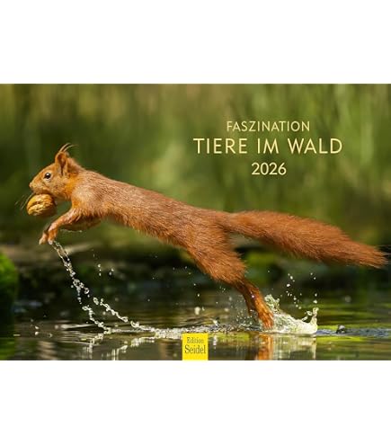 Calendrier Mural 2026 Animaux Sauvages - Format A4 - Papier Qualité Supérieure 170g/m² - Motif Cerf Rouge