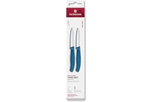 Victorinox Swiss Classic, Juego de cuchillos peladores y peladoras, 2 piezas, Hoja extra afilada, Filo recto para cortes precisos, 8 cm, Acero inoxidable, Azul