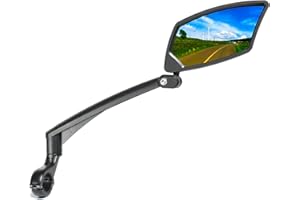 BriskMore Handlebar Bike Mirror, Scratch Resistant Glass Lens, Ajustable And Rotatable Safe Rearview Bicycle Mirror