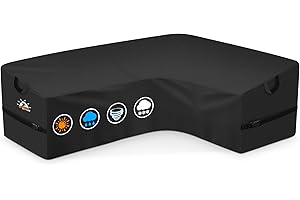 Zettum L-Shaped Garden Furniture Covers Waterproof, 600D PU for Outdoor Sofa Cover with Buckles Suit for L Shape Patio Sofa, Rattan Corner Sofa Heavy Duty Patio Furniture Covers (215x147x80cm)