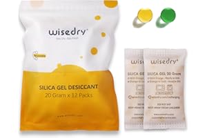wisedry Lot de 12 sachets déshydratants rechargeables en gel de silice 20 g Orange à vert indiquant pour séchoir à air de qua