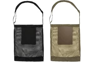 ZOWEXIQ 2 Pieza Bolsa de Recolección de Seta, Bolsa de Setas, Bolsa de Forraje de Malla, Cesta de Setas de Tela Oxford Ajustable, Mochila Plegable, para Senderismo, Acampar, Viajes