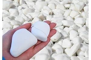 TRANS - PAL Thassos Decorative Stones Natural Marble Extra White PEBBLES 20 Kilo Bag 60-100mm Landscape Garden Home