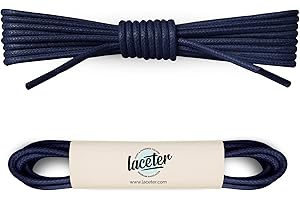 Laceter Lacci Cerati Rotondi per Scarpe in Cotone - Stringhe Rotonde e Sottili - Lacci per Scarpe da Città, Scarpe Eleganti, Ricambio di Lacci per Scarpe - Diametro 2,4 mm