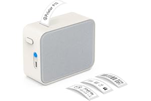 Pristar Label Maker Machine P15 Sticker Printer with One Roll Label Tape Compatible with iOS Android, Bluetooth Wireless Rechargeable Thermal Label Printer Maker for Home (Grey Fabric)