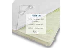 PAMBABY Coprimaterasso Salvapipì Impermeabile Anallergico per Miniculla Cotone Top Made in Italy KinderKraft Chicco Next to Me Brevi Cam Misura 83x50 con elastico