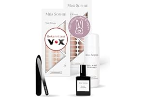 ‎MISS SOPHIE Original Miss Sophie Starterset I Selbstklebende Nagelfolien I Nagelaufkleber in Nude Babyboomer & Iced Coffee I Kein Absplittern I Langer Halt I Schnelle & einfache Anwendung I Premium Nagellackfolie