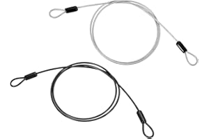 PATIKIL 2 Pcs 1/8" Dia Vinyl Coated Stainless Steel Cable with Loops, 3.3ft (40") Flexible Wire Rope Security Chain Lanyard Lock for Outdoor Stage Lighting Luggage Lock, Black/Transparent