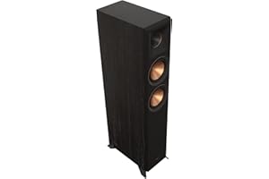 Klipsch Referenz Premiere RP-5000F II Bodenlautsprecher mit größerem 90°x90° Hybrid Tractrix® Hupe, LTS 1" Hochtöner, 13,3 cm Tieftöner + Dolby Atmos Integration für Premium Heimkino-Sound in Ebenholz