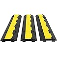 VEVOR 3 Pack of 2 11000lbs per Axle Capacity Protective Wire Cord Ramp Driveway Rubber Traffic Speed Bumps Cable Protector