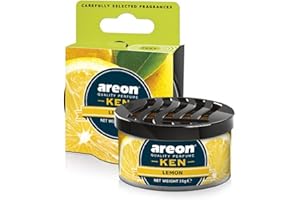 AREON Ken Désodorisant Voiture Citron Maison Tropical Fruits en Pot Couvercle Ventilé Réglable 3D (Lemon Lot de 1)