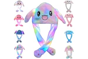 CICILIAYA Funny Plush Bunny Hat Ear Moving Jumping Rabbit Cute Animal Flap Cap Unisex for Women Girls Children Party Holiday Halloween Easter Christmas Birthday Dressup Cosplay Costume Gift with Paws