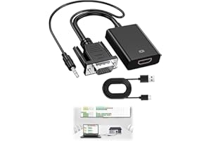 LUEDEN VGA to HDMI Adapter with Audio 1080P VGA Source to HDMI Display Converter with Power Cord Male to Female Connector Male to Female Connector for TV HDTV Projector Monitor Laptop Computer Desktop, Black