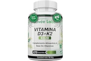 KIVÉELABS 470 Micro Comprimidos Vitamina D3 y K2 4000 UI Dosis Alta | Vitamina D Colecalciferol Vegetariano Contribuye a la Función Normal del Sistema Inmunológico para Músculos y Huesos, 470 Días de Suministro