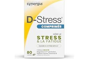 D-STRESS COMPRIMÉS 80 comprimés | Magnésium de 3ème Génération + Taurine + Arginine + Vitamines B | Gère le Stress du Quotidien et Réduit la Fatigue | LABORATOIRE SYNERGIA