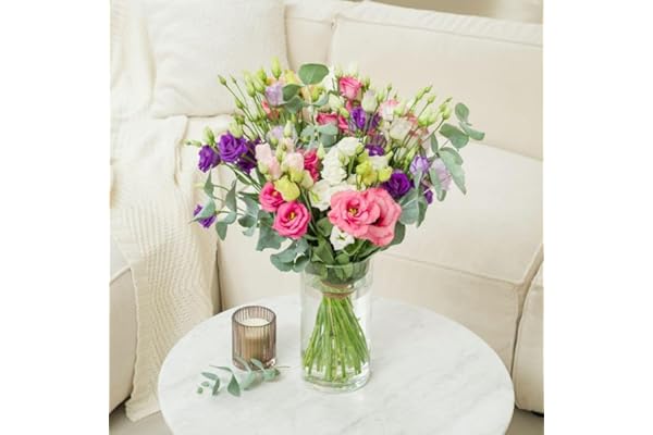Fleurs et Délices - Brassée de Lisianthus - Fleurs Fraîches de Saison - Très Grand Bouquet de Lisianthus Rose, Blanc et Violet, Idée Cadeau Anniversaire ou Remerciement