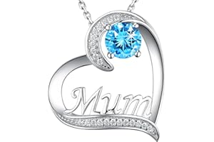 Zavest Birthday Gifts for Mum July August Birthstone Ruby Peridot Necklace I Love You Mum Jewellery Citrine Emerald Pearl Sterling Silver Love Heart Pendant Fine Jewellery