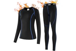 ZDQ Conjunto Ropa Interior Térmica Mujer Transpirable Manga Larga Invierno Termicos Pantalon para Running Esqui Ciclismo
