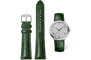 AIYIRUO Correa de Reloj Cuero Correas de Cocodrilo Correas de Cuero Suaves y Duraderas Reemplazan Cadenas de Relojes de Acero Inoxidable Metal Plata Botones de Oro, Hombres y Mujeres (12mm -24mm)