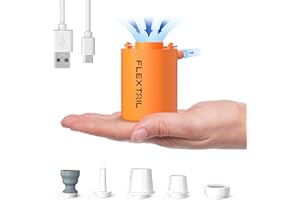FLEXTAILGEAR Mini Pump, Bomba de Aire Eléctrica Portátil, Bomba de Camping, Inflado/Desinflado Rápido de 4 kPa, Batería Recargable Mejorada, Trekking, Camping, Cama de Aire, Anillo de Flotación