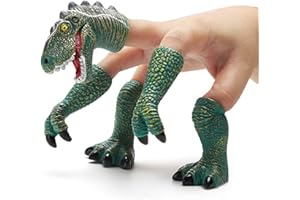 CreepyParty Burattino della Mano del Dito del Dinosauro Handi Dinosaur Burattini di T-rex Burattini della Mano del Dito degli Animali (Verde)